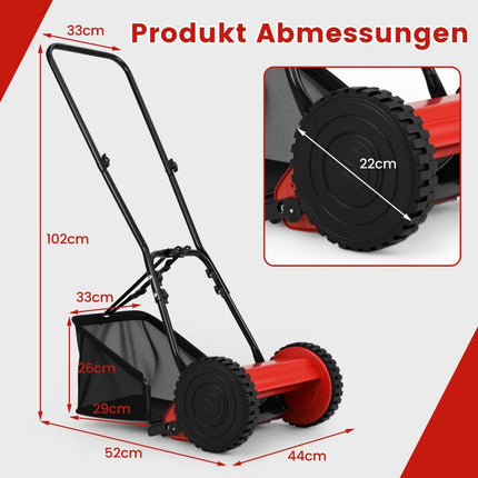 Handrasenmäher, 30 cm Klinge, 18,5 l Grasfangkorb