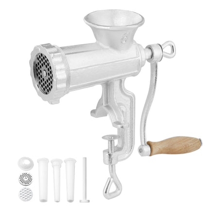 Manual Meat Grinder, Cast Iron Table Clamp, Sausage Stuffer