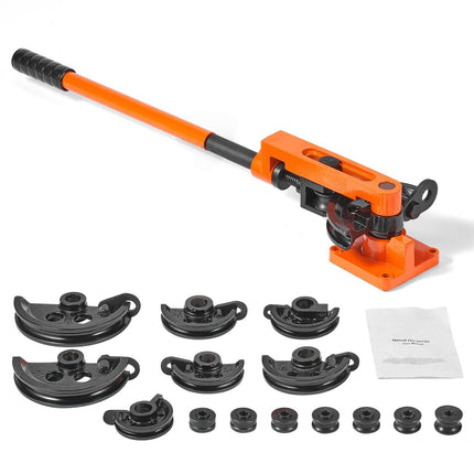 Manual Pipe Tube Bender 3/8-1 Inch, 7 Dies, 180