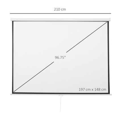 Écran de projection manuel, 100 pouces, 4:3/16:9, home cinéma