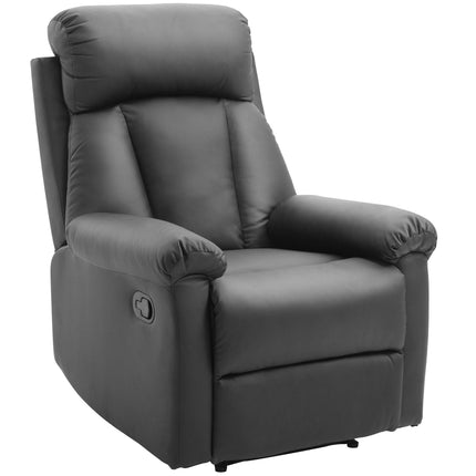 Manual Recliner Chair with Footrest for Living Room, PU Leather, Black