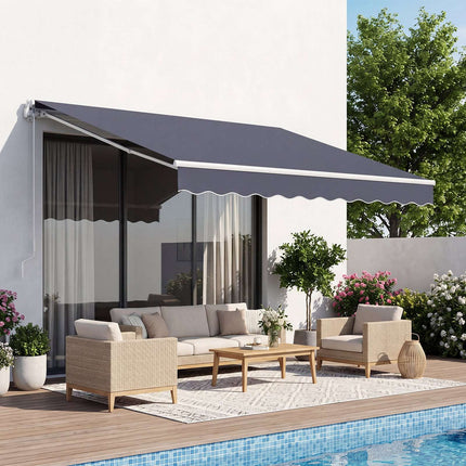Manual Retractable Awning 250 x 200 cm, Crank, Gray