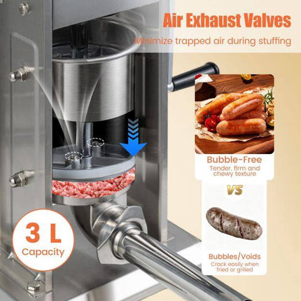 Poussoir à saucisses manuel, capacité de 3,2 kg, 4 tubes, 2 vitesses