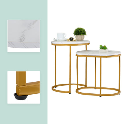 Tables gigognes aspect marbre - Lot de 2, salon