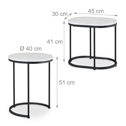 Tables gigognes aspect marbre - Lot de 2, salon