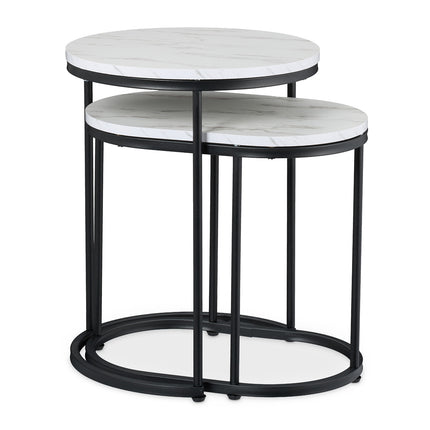 Tables gigognes aspect marbre - Lot de 2, salon
