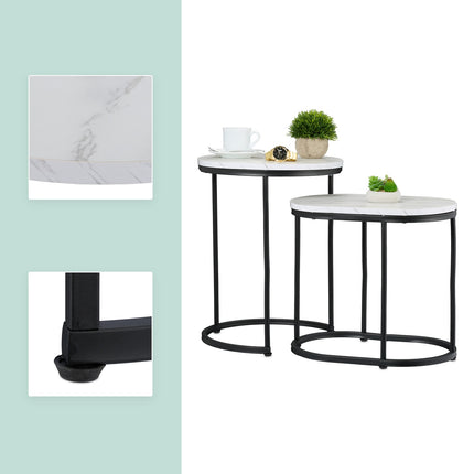 Tables gigognes aspect marbre - Lot de 2, salon