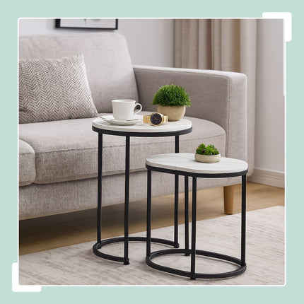 Tables gigognes aspect marbre - Lot de 2, salon