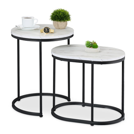 Tables gigognes aspect marbre - Lot de 2, salon