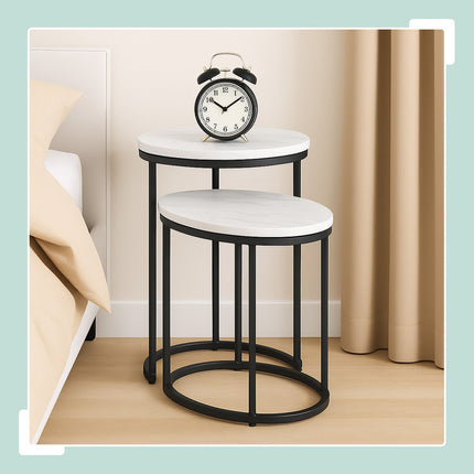 Tables gigognes aspect marbre - Lot de 2, salon