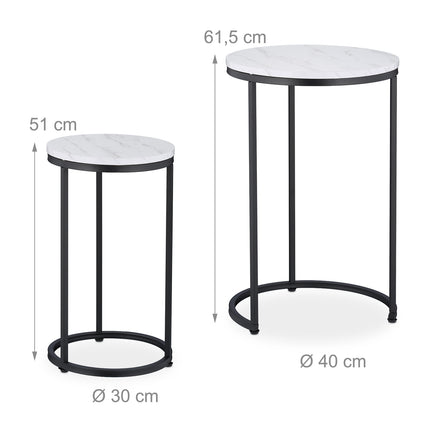 Marmoriertes Beistelltisch-Set, 2-teilig, Metallbeine
