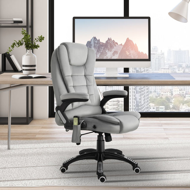 Fauteuil De Massage Chaise De Bureau, Chaise De Jeu, Fauteuil De Direction Réglable En Hauteur, Ergonomique, Roues En Pu, Gris, 67X74X107-116 Cm