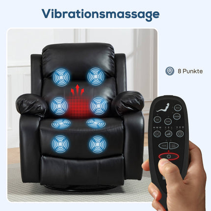 Fauteuil de massage à 8 points de vibration, inclinable, noir