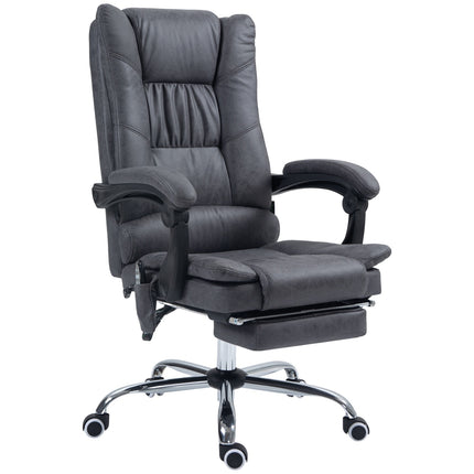 Chaise De Bureau De Massage Chaise De Bureau Avec Fonction Chauffante, Fonction Inclinable, Réglable En Hauteur 111-119 Cm, Repose-Pieds, Microfibre, Gris Foncé