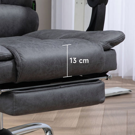 Chaise De Bureau De Massage Chaise De Bureau Avec Fonction Chauffante, Fonction Inclinable, Réglable En Hauteur 111-119 Cm, Repose-Pieds, Microfibre, Gris Foncé