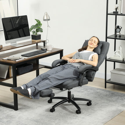 Bürostuhl mit Massagefunktion, USB-Anschluss, drehbaren Rollen, Dunkelgrau