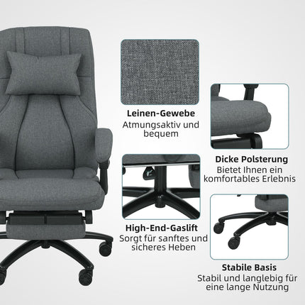Bürostuhl mit Massagefunktion, USB-Anschluss, drehbaren Rollen, Dunkelgrau