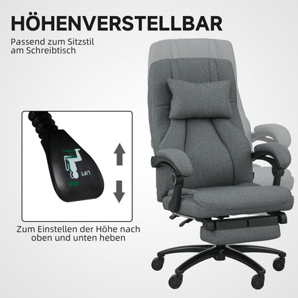 Bürostuhl mit Massagefunktion, USB-Anschluss, drehbaren Rollen, Dunkelgrau