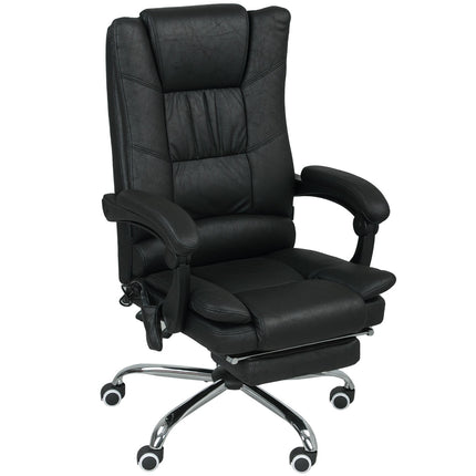 Fauteuil de bureau massant avec repose-pieds, hauteur réglable, noir
