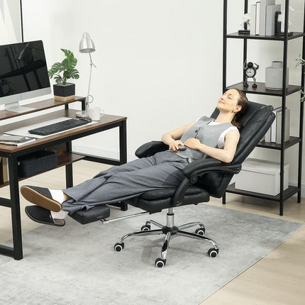 Fauteuil de bureau massant avec repose-pieds, hauteur réglable, noir