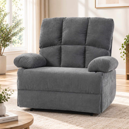 Massage Recliner Chair with Heat and Footrest, 8-Point Vibration, 155°, Grey