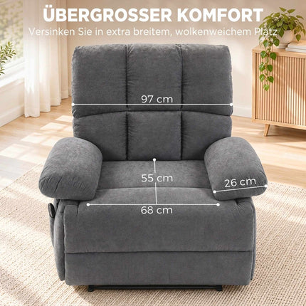 Massage Recliner Chair with Heat and Footrest, 8-Point Vibration, 155°, Grey