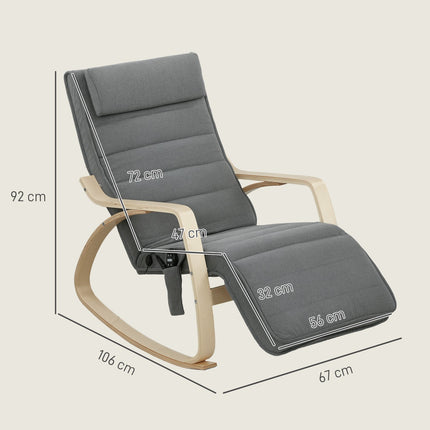 Fauteuil à bascule massant avec chaleur lombaire, 3 modes, gris