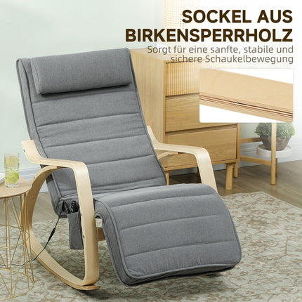 Fauteuil à bascule massant avec chaleur lombaire, 3 modes, gris