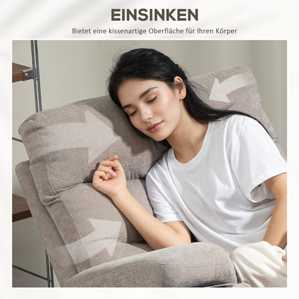 Fauteuil de massage avec fonction debout, 8 points de massage par vibration, fauteuil électrique rembourré avec 2 télécommandes, marron clair