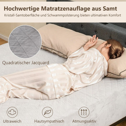 Matratzenschoner, tiefe Taschen, Samt, 90x200 cm, Grau
