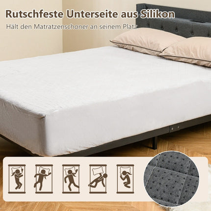 Matratzenschoner, tiefe Taschen, Samt, 90x200 cm, Grau