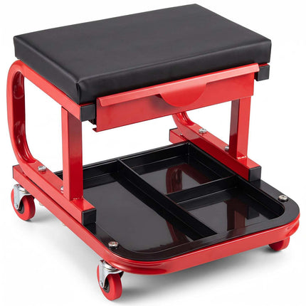 Tabouret roulant de mécanicien avec tiroir magnétique et plateaux à outils