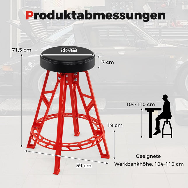 Tabouret de mécanicien, en aluminium robuste, siège pivotant à 360°
