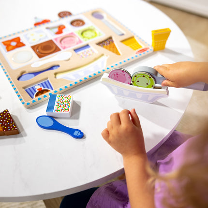 Melissa & Doug Ensemble puzzle et jeu de crème glacée magnétique en bois
