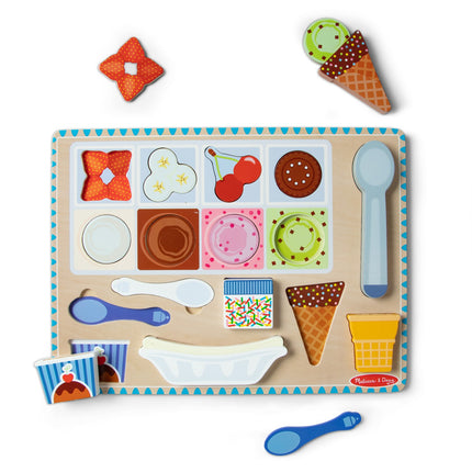 Melissa & Doug Ensemble puzzle et jeu de crème glacée magnétique en bois