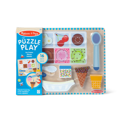 Melissa & Doug Ensemble puzzle et jeu de crème glacée magnétique en bois