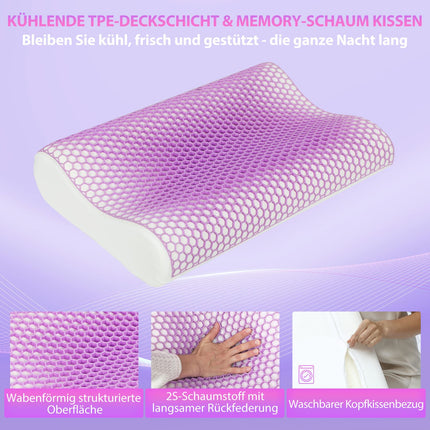 Oreiller en mousse à mémoire de forme, support de cou ergonomique, 2 hauteurs