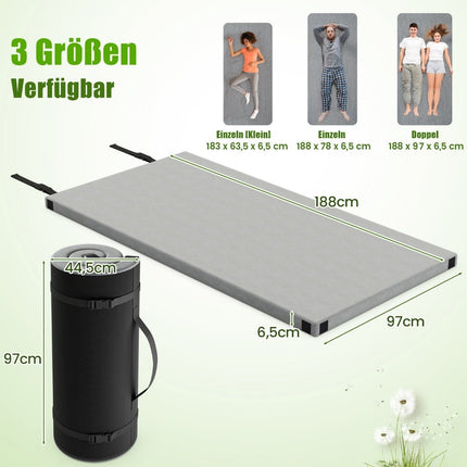 Matelas de camping en mousse à mémoire de forme tapis de camping enroulable avec revêtement imperméable 188 x 97 x 6,5 cm gris