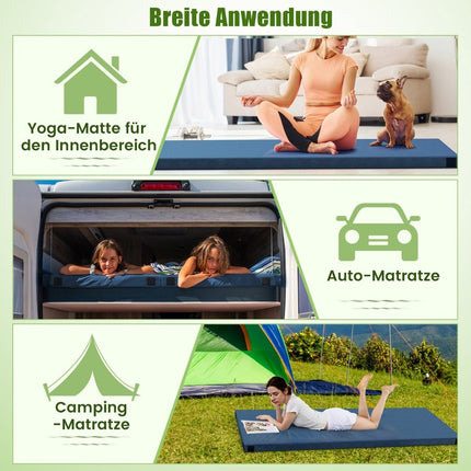 Matelas de camping à mémoire de forme avec revêtement imperméable 188 x 78 x 6,5 cm bleu foncé