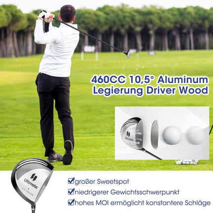 Ensemble de 9 clubs de golf pour homme, droitier, gris