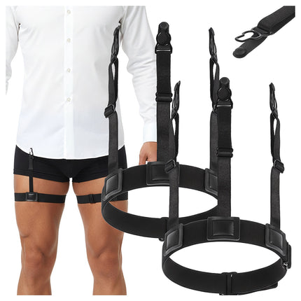 Bretelles de chemise réglables pour homme - Noires, antidérapantes et élastiques