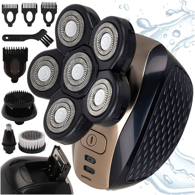 Tondeuse à cheveux et à barbe sans fil pour hommes, 6 têtes, rechargeable par USB