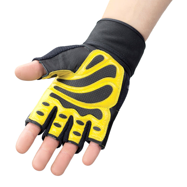 Men's Fitness Gloves, Black-Yellow, Size L