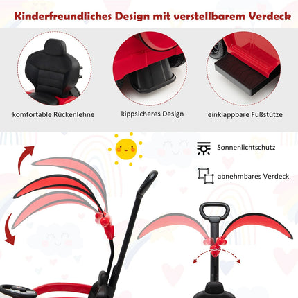 Voiture électrique Mercedes-Benz pour enfants avec pare-soleil, rouge