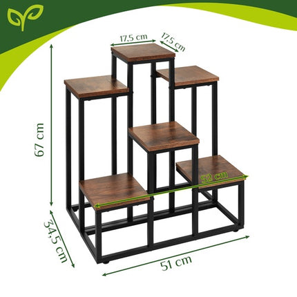 Support à plantes en métal à 6 niveaux, style loft, 67 cm