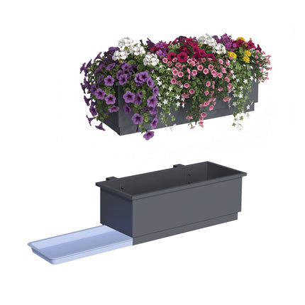 Jardinières de balcon en métal, lot de 2, avec système de drainage