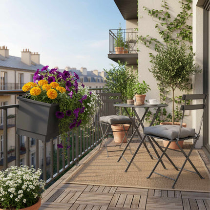 Jardinières de balcon en métal, lot de 2, avec système de drainage