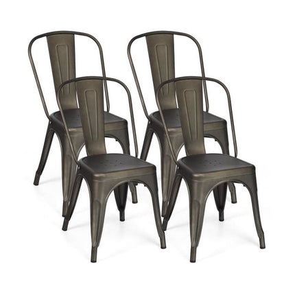 Ensemble de 4 tabourets de bar en métal, 45 cm, dossier amovible
