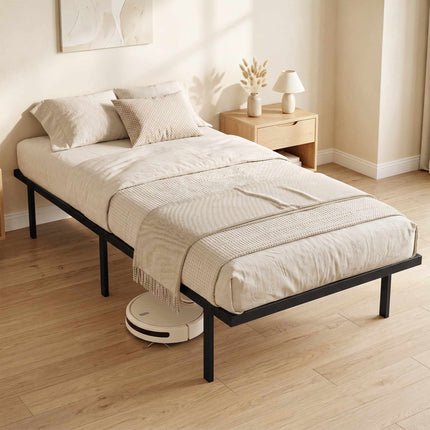 Metallbettgestell 90x200 cm, Stauraum unter dem Bett, Schwarz