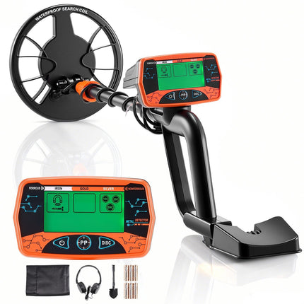 Metal Detector, 8 in IP68 Waterproof Coil, LCD, Headphones